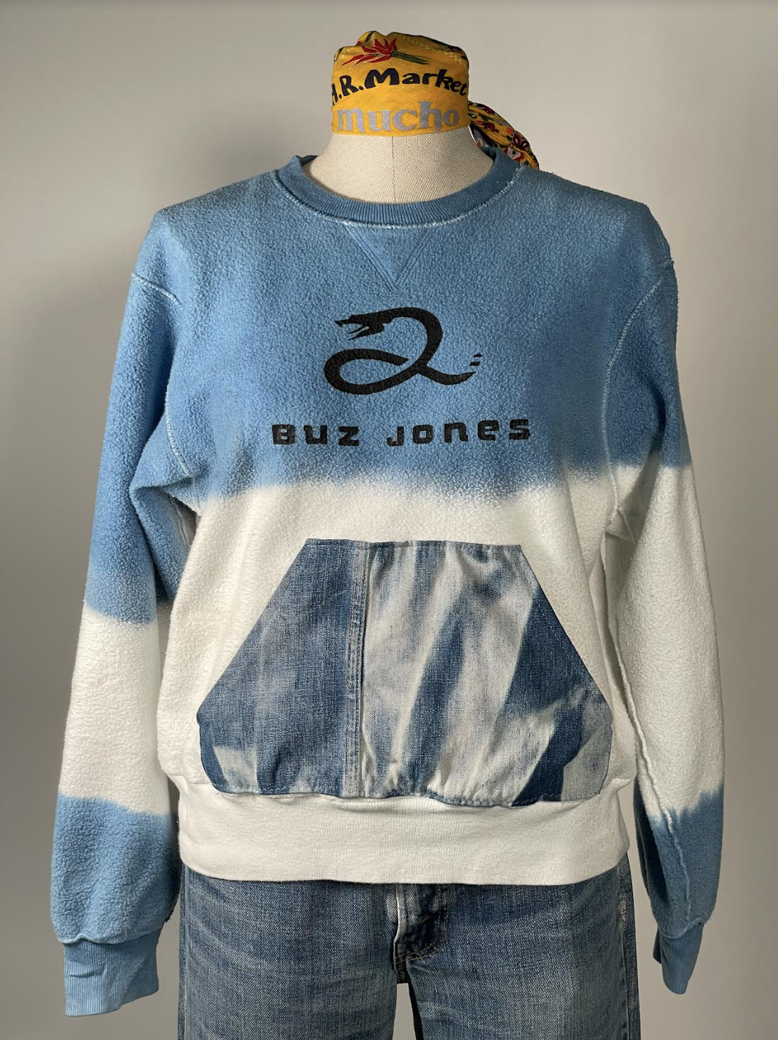 2000's Indigo Dipped Denim Pocket Sweatshirt