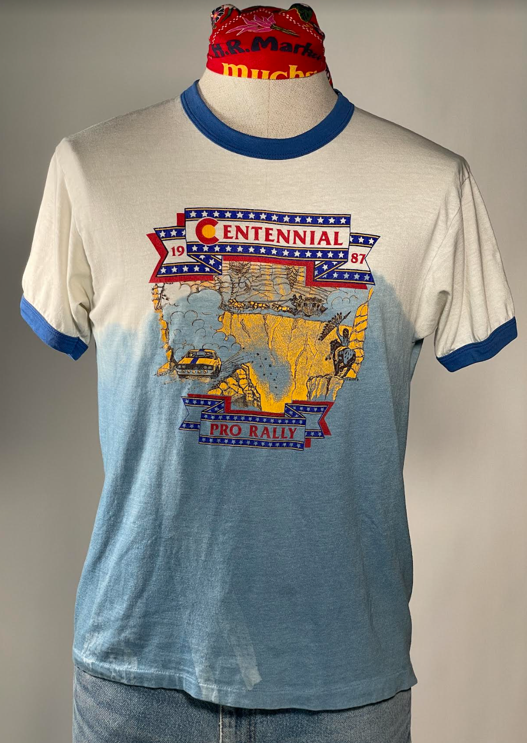 1980's Centennial Pro Rally Indigo Dyed Tee Shirt