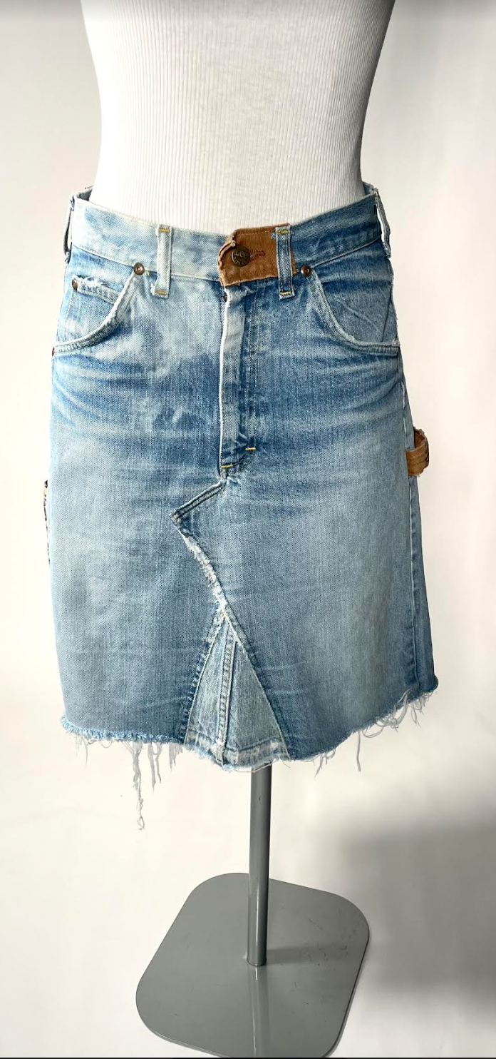1970's Well Worn Denim Skirt