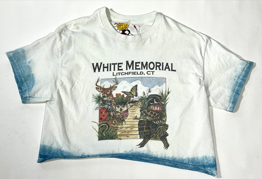 1990's 100% Cotton White Memorial Cropped Tee Shirt