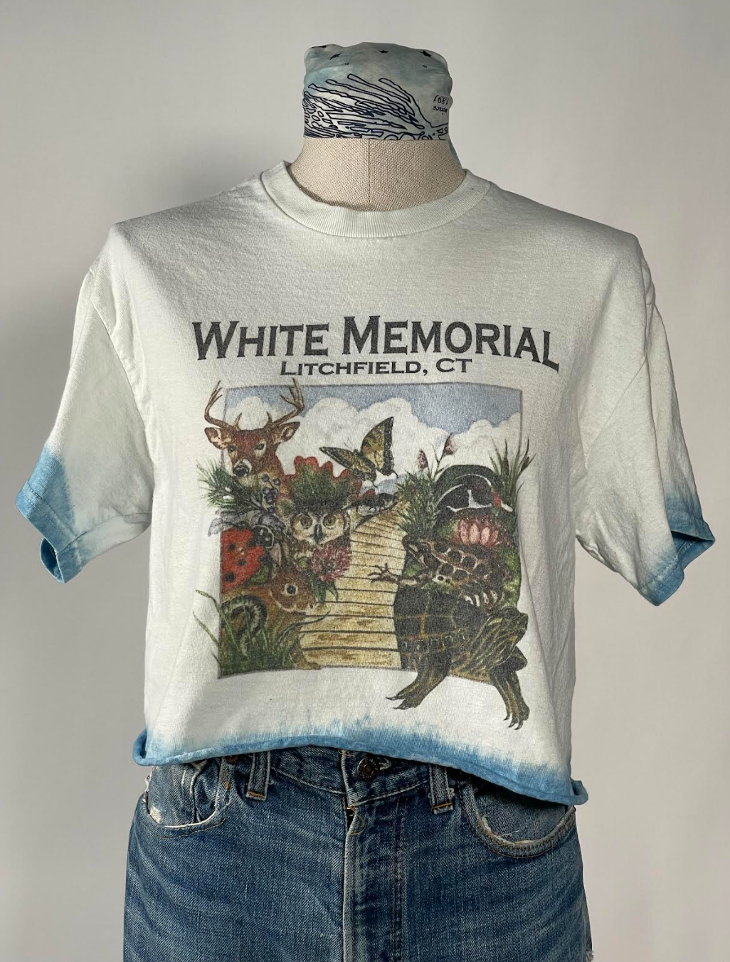 1990's 100% Cotton White Memorial Cropped Tee Shirt